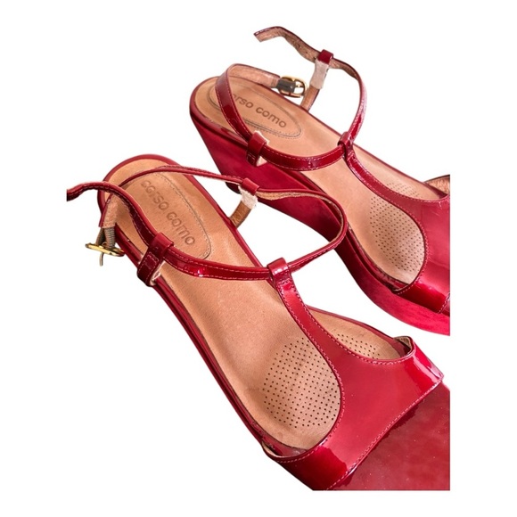 Corso Como T Strap Platform Wedge Red Buckle - Picture 5 of 11